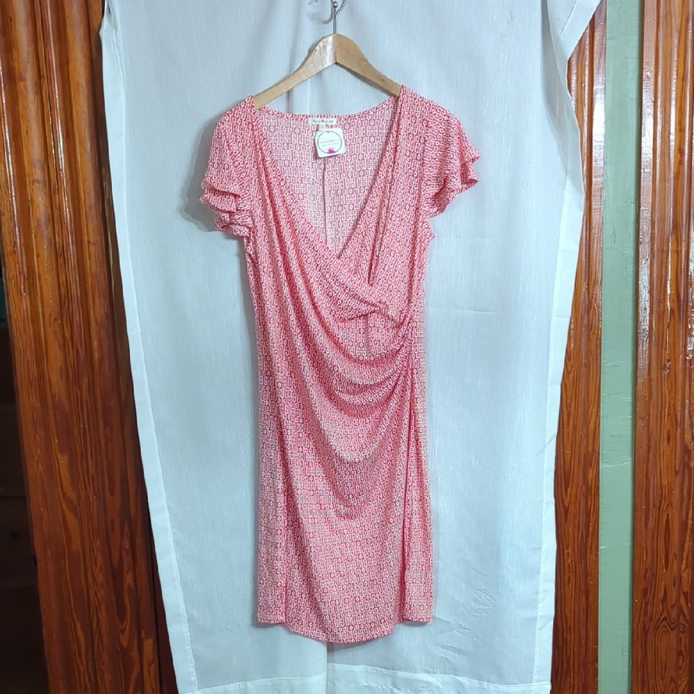 Chic Pink Draped Midi Dress